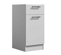 Tendencio Lila - Meuble de Cuisine Bas 40 cm 1 Porte 1 tiroir Blanc Mate