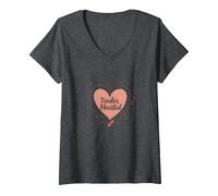 Tender Hearted : Je suis très vulnérable RN Emotional Art T-Shirt avec Col en V, Femme, Chiné Foncé, XL