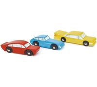 Tender Leaf Holz Retro Autos - Set de jouets avec 3 voitures colorées