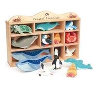 Tender Leaf Toys ensemble d'animaux Coastel 38 x 22 cm en bois 11 pièces Marron G