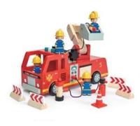 Tender Leaf Toys TL8367-CAMION des Pompiers en Bois