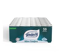 Tenderly Ultraconfort, papier hygiénique 3 voiles, 56 rouleaux de papier hygiénique doux et pur, testé dermatologiquement pour peaux sensibles, garantit confort et délicatesse