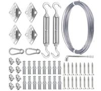 Tendeur Cable Kit de câbles métalliques for corde à linge en acier inoxydable, 15M, 5mm, 50 pièces, vis tendeur boucle carrée quatre coins