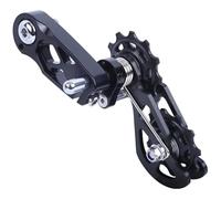 Tendeur de chaîne à vitesse unique en alliage d'aluminium avec guide à rouleaux à ressort double - Cyclisme sans bruit - Installation facile - Compatible avec chaînes à vitesse unique - Noir
