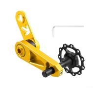 Tendeur de chaîne de vélo doré à vitesse unique avec poulie flottante et réglage du ressort, construction en alliage d'aluminium et acier inoxydable, 113 x 53 mm, 85 g - pour montagne, banlieue et