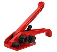 Tendeur de sangles manuel, outil de cerclage sans joint rouge pour ruban PET PP de 16 à 19 mm, avec coupe-ruban intégré et rouleau de lubrification pour l'emballage et l'expédition