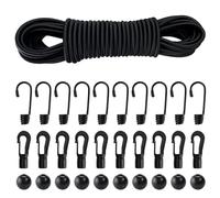 Tendeur Élastique Cordon Élastique 4mm x 10m, Tendeurs avec Crochet, Corde en Ccaoutchouc avec Crochets, Balles, Crochets Autolock, Bungee Cord pour Camping, Hamac, Chaise Longue (Noir, 4mm x 10m)