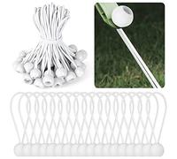 Tendeur Elastique,Tendeur Bache,50 Pièces Blanc Tendeurs en Caoutchouc avec Boule en Plastique,Corde Elastique pour Bache,Tentes,Bâches,Camping