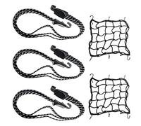 Tendeur Elastique,Tendeurs Elastique avec Crochets,Tendeur Plat,5 Pieces Tendeur Vélo,Elastique Tendeur 3 en 1 pour Porte-Bagages,Filet Moto Bagage 40 X 40cm