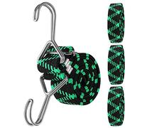Tendeurs Elastique avec Crochets 1m, 4pcs Sandow Elastique Reglable, UNOLIGA Sangle Elastique Plat pour Porte Bagage Velo Bache Piscine Moto Voiture Camping (Vert)