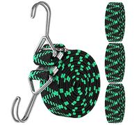 Tendeurs Elastique avec Crochets 2m, 4pcs Sandow Elastique Reglable, UNOLIGA Sangle Elastique Plat pour Porte Bagage Velo Bache Piscine Moto Voiture Camping (Vert)