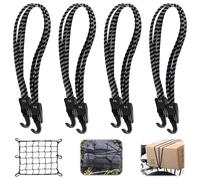 Tendeurs Elastique avec Crochets, 4 Pièces Sangle Bagage avec Crochet, Rétractable Élastique Casque Sangles, Tendeur vélo, Tendeur Plat avec Crochets, Sangle Bagage Elastique