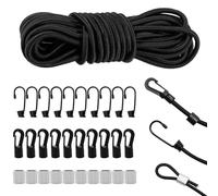 Tendeurs Elastique avec Crochets Noir 6 mm 150 cm,Corde Élastique,Sandow Elastique,Corde d'Extension pour Bache Remorque Camping 10 Crochets Spirale 10 Crochets Plastique 10 Clips Étrangleurs