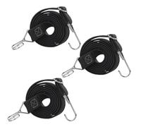 Tendeurs Elastique avec Crochets, Pack de 3 Robuste Tendeur Elastique, Corde Elastique, Sangle Elastique, Bungee Cords, Elastique 1M Tendeur Plat pour Tente, l'Emballage, Le Camping (Noir)