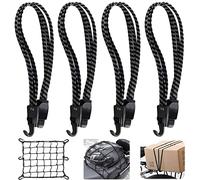 Tendeurs Elastique avec Crochets Sangle Bagage Moto Tendeur Velo 3 en 1 pour Vélo Casque de Moto Bagages Chariot Remorque Cargo 68-120Cm(4PCS Tendeur Plat+ 1PCS Filet à Bagages Elastique)