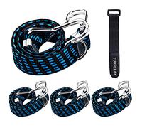 Tendeurs Elastique avec Crochets, Set de 4 Sandow Corde Elastique Robustes - Plat - Idéal pour Le Transport de Charges, Vélo, Moto, Voiture, Camping - 60 cm