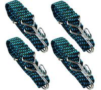 Tendeurs Elastique avec Crochets, Set de 4 Sandow Corde Elastique Robustes - Plat - Idéal pour Le Transport de Charges, Vélo, Moto, Voiture, Camping