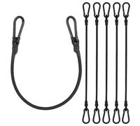 Tendeurs Elastique,Sandow Elastique 60CM Pack de 6 Tendeurs Robustes de 8 mm de Diamètre avec Mousqueton,Tendeur Crochet Noir.