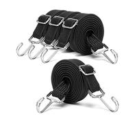 Tendeurs Élastiques, 4 Pièces de 1M, Tendeur de Bagages Élastique, Sangle de Serrage Extra Forte, avec Crochet Métallique, pour Vélo, Moto, Porte-Voiture, Camping (Noir)