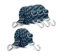 Tendeurs Élastiques, 4 Pièces de 1M, Tendeur de Bagages Élastique, Sangle de Serrage Extra Forte, avec Crochet Métallique, pour Vélo, Moto, Porte-Voiture, Camping (Bleu)