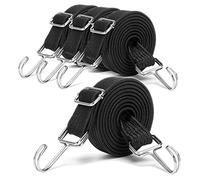 Tendeurs Élastiques, 4 Pièces de 2M, Tendeur de Bagages Élastique, Sangle de Serrage Extra Forte, avec Crochet Métallique, pour Vélo, Moto, Porte-Voiture, Camping (Noir)