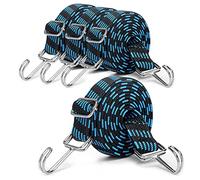 Tendeurs Élastiques, 4 Pièces de 2M, Tendeur de Bagages Élastique, Sangle de Serrage Extra Forte, avec Crochet Métallique, pour Vélo, Moto, Porte-Voiture, Camping (Bleu)