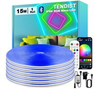 TENDIST 15M RVB Flexible Neon LED, IP68 Ruban LED Exterieur Etanche Bluetooth avec Smart App et Télécommande, 24V Néon Bande Musique Sync pour Terrasse, Balcon, Toit, Panneaux Muraux (15M*1)