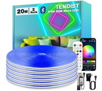 TENDIST 20M RVB Flexible Neon LED, IP68 Ruban LED Exterieur Etanche Bluetooth avec Smart App et Télécommande, 24V Néon Bande Musique Sync pour Terrasse, Balcon, Toit, Panneaux Muraux (10M*2)