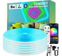 TENDIST 5M Flexible Neon LED RVB, IP68 Ruban LED Exterieur Etanche Bluetooth avec Smart App et Télécommande, 24V Néon Bande Musique Sync pour Terrasse, Balcon, Toit, Panneaux Muraux