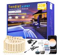 TENDIST Ruban LED Exterieur Blanc Chaud à Blanc Froid Variable (30m)