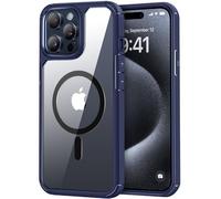 TENDLIN Magnétique Coque pour iPhone 15 Pro [Compatible avec MagSafe] Ne Jaunit Jamais Étui Antichoc avec Dos Rigide Transparent et Côtés en TPU Souple Protection Coque iPhone 15 Pro - Bleu
