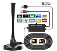 Tendodo Antenne TV pour Smart & Old TV, portée de 250 mi, 360° Rx | Puce améliorée 2026, ampli manuel double mode (court/long), base magnétique, câble coaxial de 10 m, résistant aux intempéries
