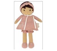 KALOO - Tendresse - Ma 1ère Poupée en Tissu Amandine - Poupée de Chiffon 25 cm - Robe Rose en Mousseline - Peau Mate - Jolie Boîte Cadeau et Ruban Personnalisable - Dès la Naissance, K200004