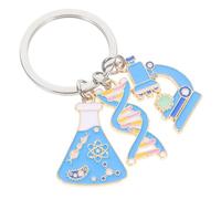 TENDYCOCO Porte-clés scientifique, alliage de zinc, porte-clés microscope, biologie, chimie, porte-clés, breloque chimiste, breloque de sac à dos, breloque de sac à dos, bleu, 5.80X2.80X0.20CM,