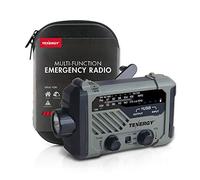 Tenergy Radio météo multifonction à manivelle avec lampe de poche LED, alarme SOS, chargeur de téléphone portable, fréquences radio AM/FM/NOAA, idéal pour les urgences