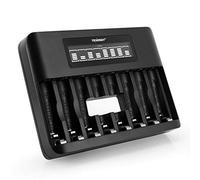 Tenergy TN480U 8-Bay LCD Display Fast Charger for NiMH/NiCD AA AAA Rechargeable Batteries with Mirco USB and USB Type C Input for AA and AAA Rechargeable Batteries