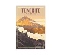 Tenerife MT TEIDE Poster de voyage vintage sur toile Décoration murale pour salon, chambre à coucher 40 x 60 cm