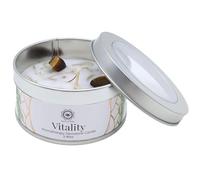 TENET - Bougie parfumée artisanale avec pierres dures, 70 g, mèche en coton, durée 10 à 12 heures, fabriquée en Inde (gingembre doux - Œil de tigre - VITALITA')