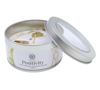 TENET - Bougie parfumée artisanale avec pierres dures, 70 g, mèche en coton, durée 10 à 12 heures, fabriquée en Inde (TE' VERT - CITRIN - POSITIVITÉ)