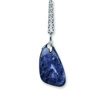 TENET CRIGEMA - Pendentif avec pierre dure véritable en minéral et chaînette en acier inoxydable, Acier inoxydable, Sodalite