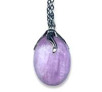 TENET - Pendentif en pierre dure minérale véritable et chaîne en acier inoxydable, Acier inoxydable