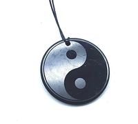 TENET - PIERRE DE SHUNGITE NATUREL 100% Russie (PENDENTIF YING-YANG/TAO 30 MM)