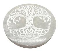 TENET - Pierre minérale SELENITE pour cristallothérapie méditation guérison (PORTE ENCENSE STICK DISQUE ARBRE DE VIE 10 CM)