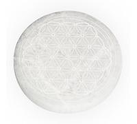 TENET - Pierre minérale SELENITE pour cristallothérapie méditation guérison (PORTE ENCENSE STICK DISQUE FLEUR DE VIE 10 CM)