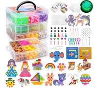 Teneytoyz Perles à Repasser Set, Fusible Bricolage Enfant, avec Plaques de Perles à Repasser et Accessoires, 36 Couleurs 12000 Pièces 5mm pour Anniversaire Noël Cadeau Enfants DIY