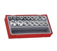 Teng Douille Métrique Set 17 Pièce 6Pt 1.3cm Drive Chrome 6Pt Plateau Rangement