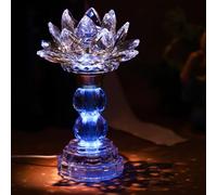 TENGFENG Lampe LED en cristal en forme de fleur de lotus - Lampe de Bouddha alimentée par USB pour le culte, la prière et l'affichage, lumière en forme de fleur de lotus pour chambre à coucher