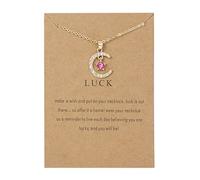 tenghong2021 Collier plaqué or avec pendentif lune et étoile en oxyde de zirconium pour 12 mois de naissance - Cadeau idéal pour un anniversaire, Zircone cubique, Pas de gemme