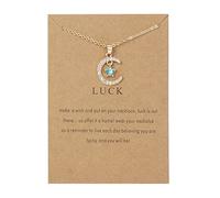 tenghong2021 Collier plaqué or avec pendentif lune et étoile en oxyde de zirconium pour 12 mois de naissance - Cadeau idéal pour un anniversaire, Zircone cubique, Pas de gemme