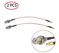 TengKo RG316 Coax Câble Coaxial, 15cm WiFi Adaptateur d'antenne MCX Mâle Droite Passer au F Female Jack Tresse Câble (2 Pack)